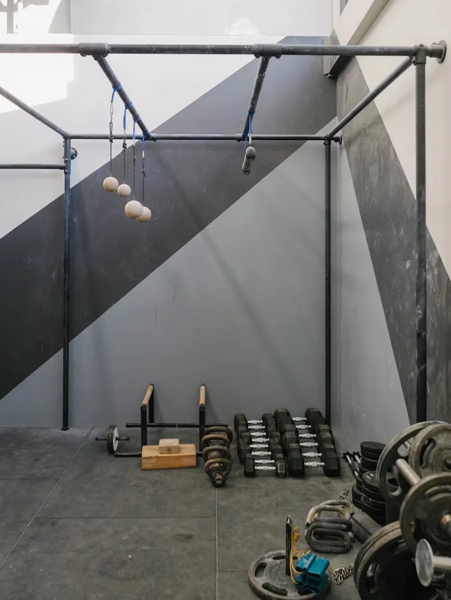 Gym with various pieces of equipment